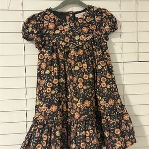 Catherine Malandrino Black and Orange Floral Kids Dress